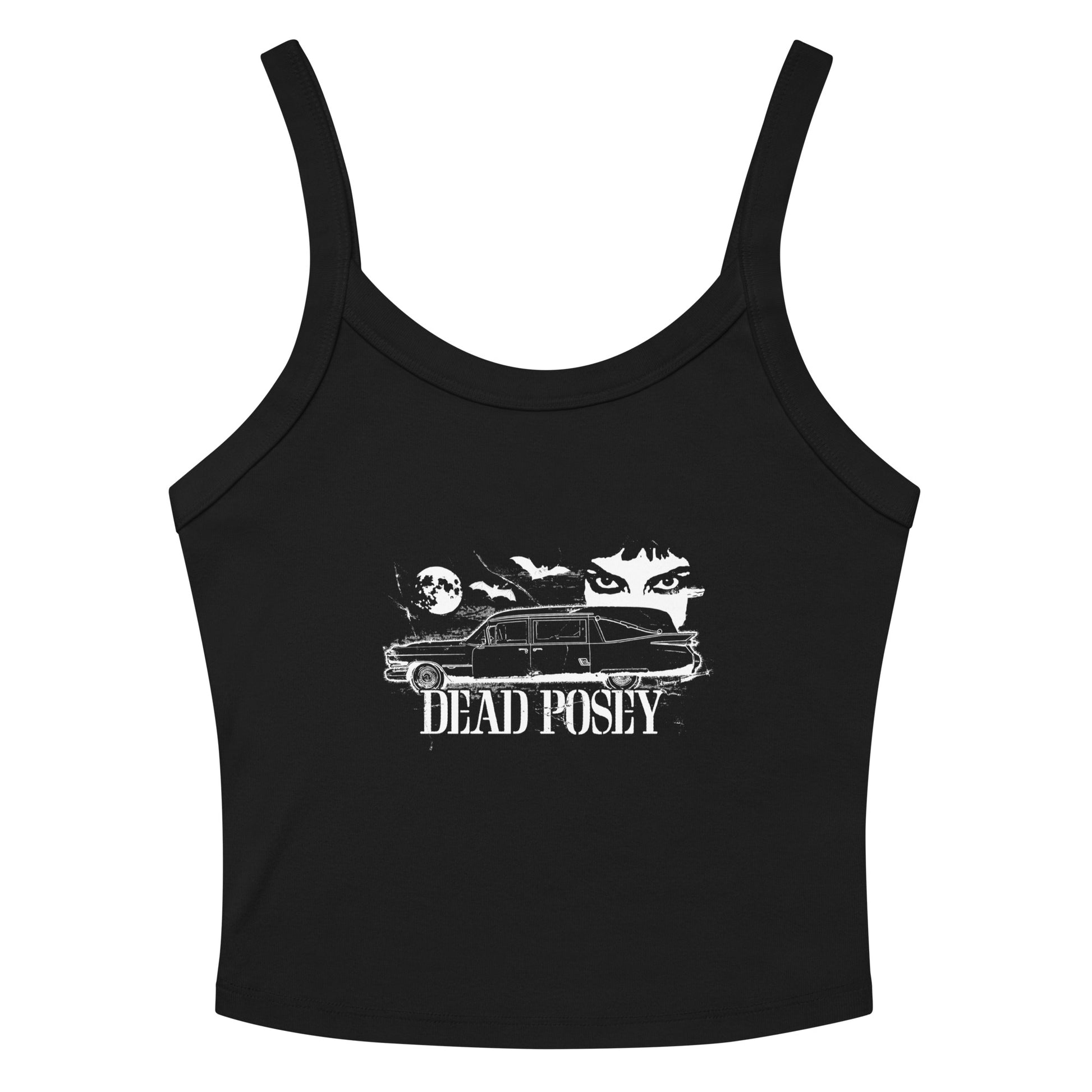 Black tank top with 'Dead Posey' hearse graphic design 