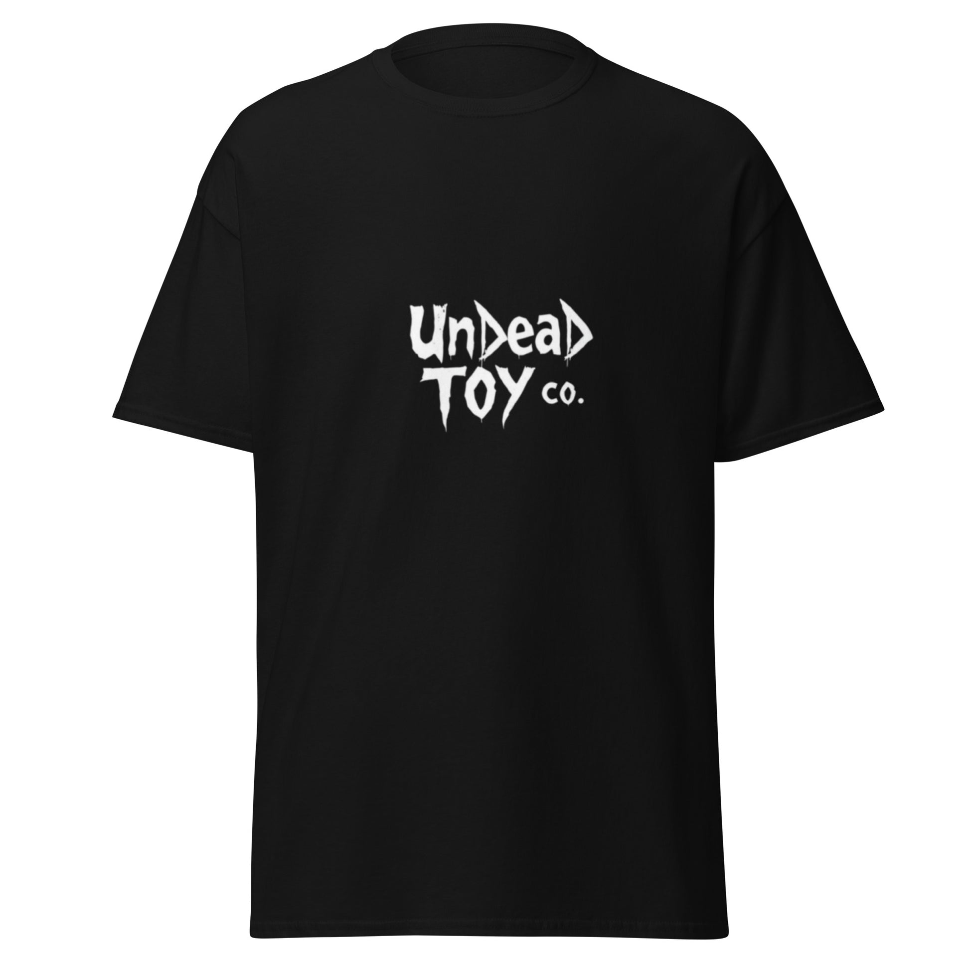Black t-shirt with 'Undead Toy Co.' written on it with white text on a black background