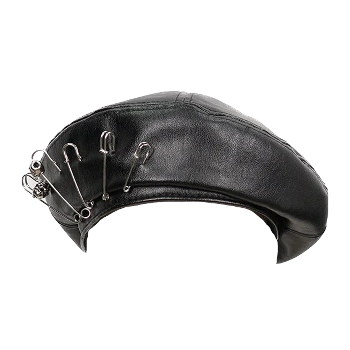 Black As Night Faux Leather Beret